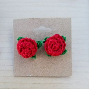 Red Rose studded earrings